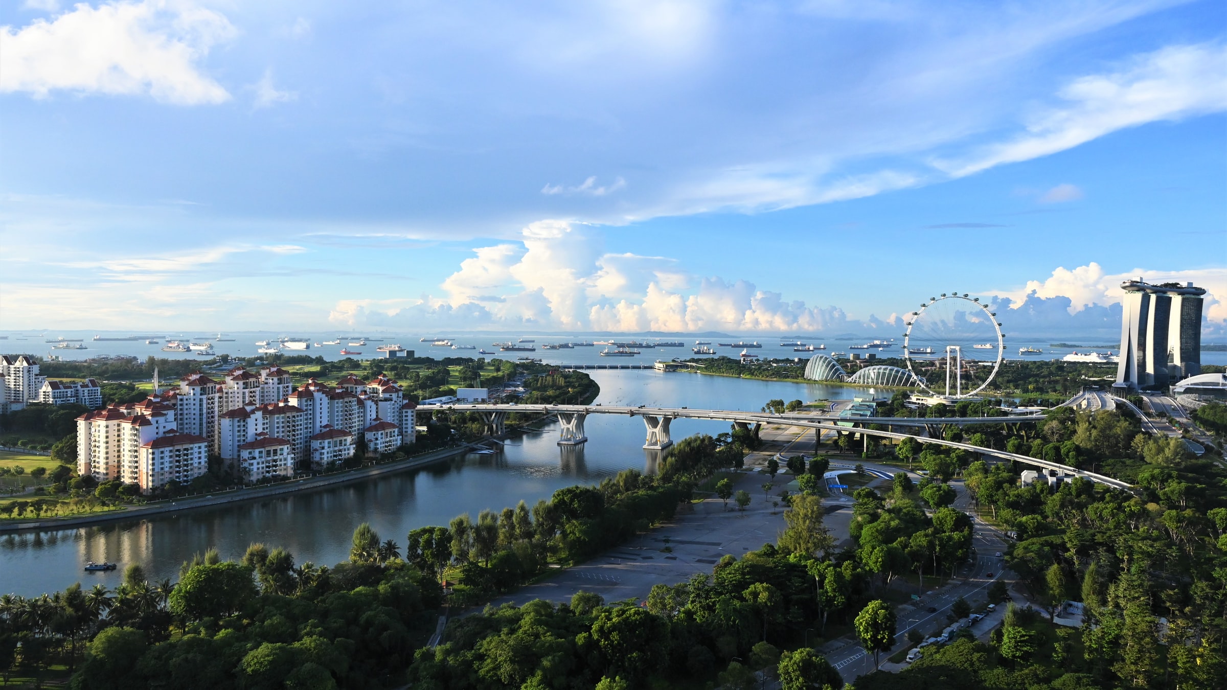 A view of Singapore's skyline, showcasing Singapore's natural spaces and architecture